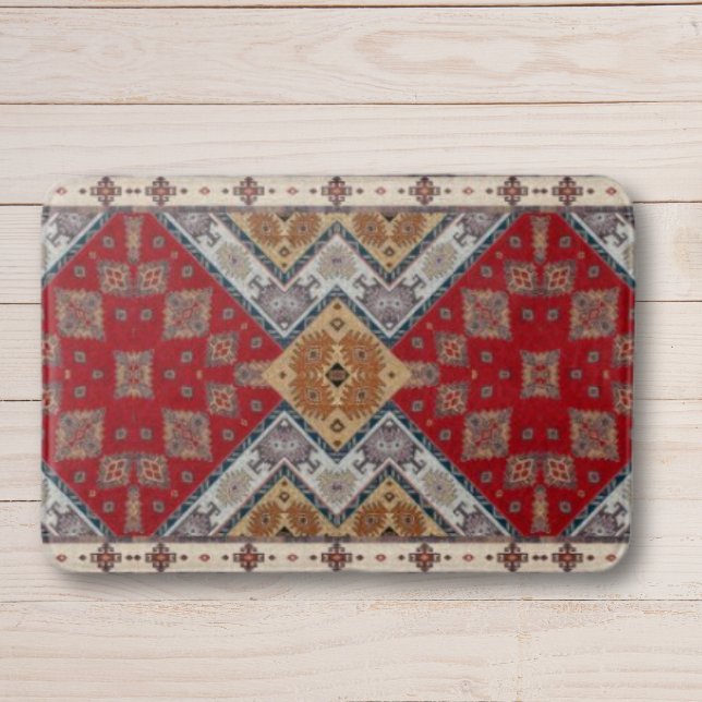 Antik Vintage Röd Beige Kilim Turkisk  Badrumsmatta (Skapare uppladdad)