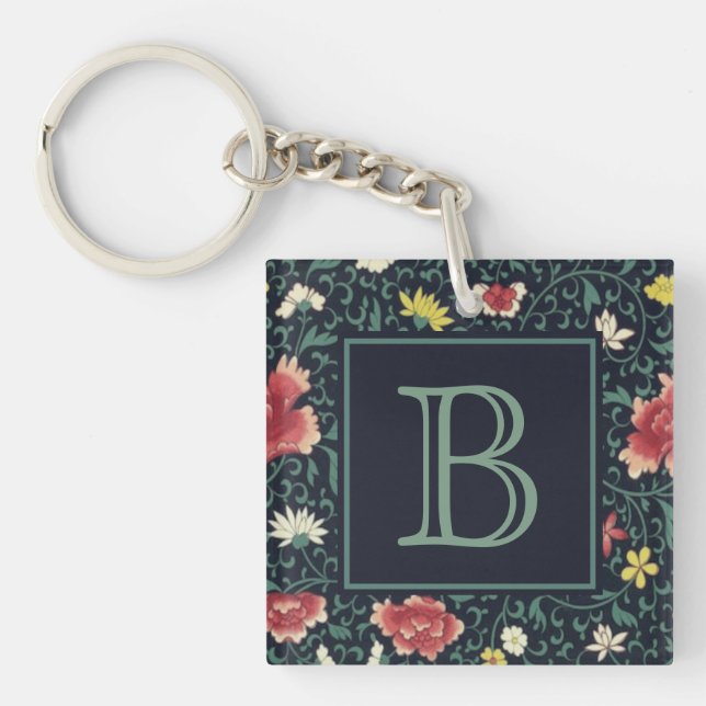 Antik Vintage Vacker Blommig Monogram (Framsidan)