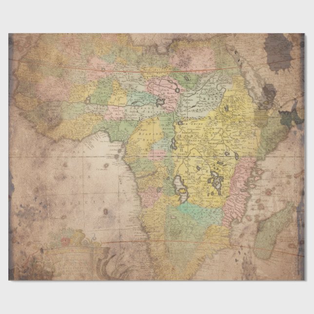 Antik Vintagekarta Presentpapper (Platt)