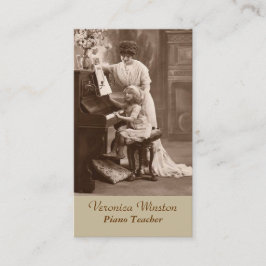 Antik visitkort för bildpianolärare