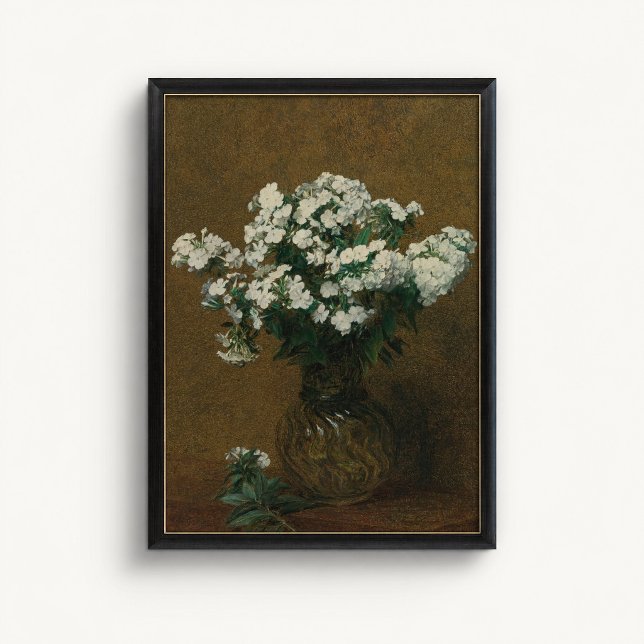 Antik vit blomvas väggposter poster (White Floral Vase Wall Art Poster - close-up view (frame/decor not included))