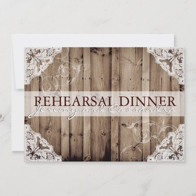 Antik vit spets bröllopsrepetition inbjudningar (Framsida)