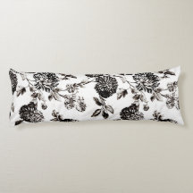 Antik vit & svart botaniska blom- Toile
