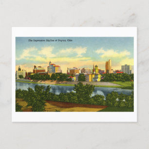 Antik vy över Dayton, Ohio, skyline Vykort