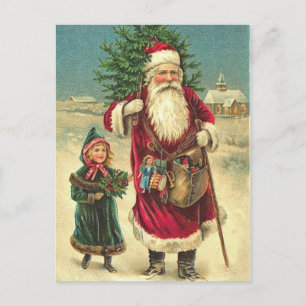 Antik vykort för VictorianSanta träd