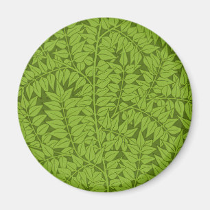 Antik William Morris Branch Green Leaf Mönster Magnet