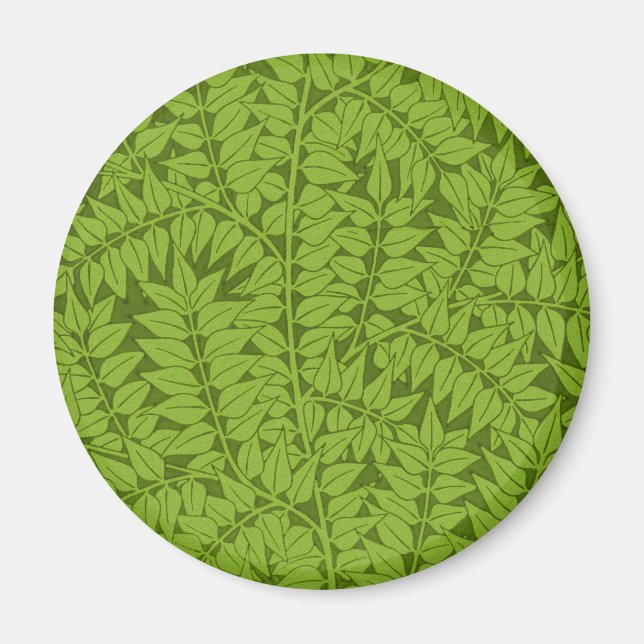 Antik William Morris Branch Green Leaf Mönster Magnet (Framsidan)