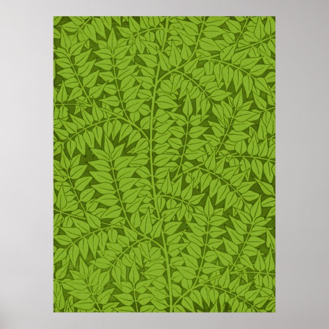 Antik William Morris Branch Green Leaf Mönster Poster (Framsidan)
