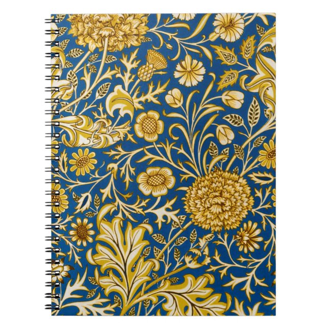 Antik William Morris Cherwell Blå Blommig Konst Anteckningsbok (Framsidan)