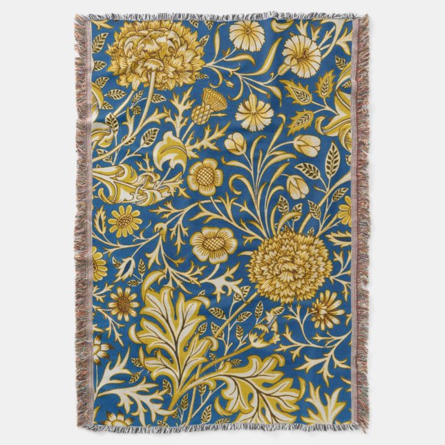 Antik William Morris Cherwell Blå Blommig Konst Filt (Framsidan Vertikal)