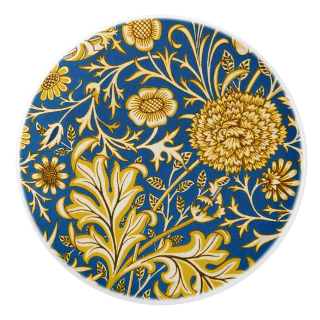 Antik William Morris Cherwell Blå Blommig Konst Knopp (Framsidan)