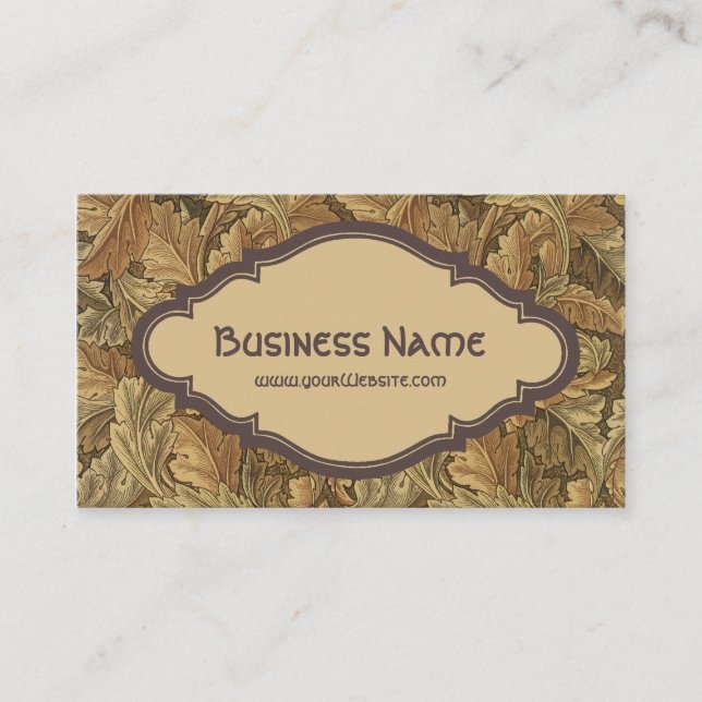 Antik William Morris Höstblad Akantus Visitkort (Framsida)