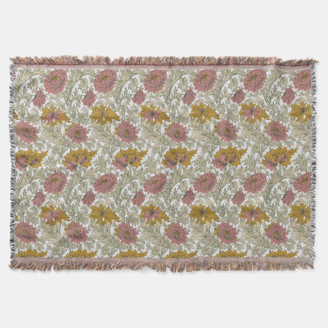 Antik William Morris Krysantemum-mönster Filt (Framsidan)