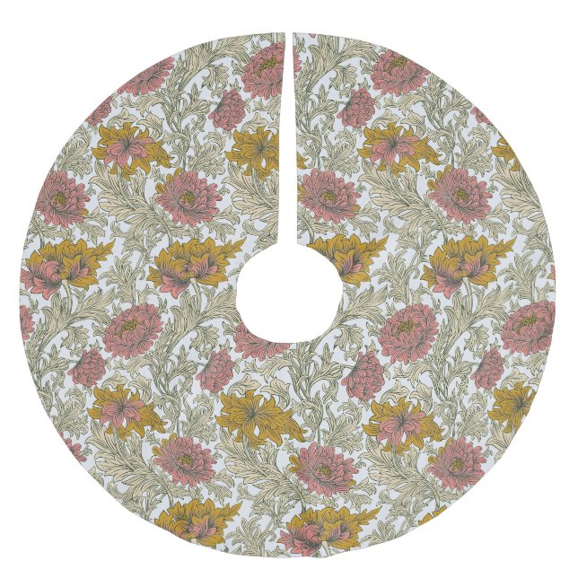 Antik William Morris Krysantemum-mönster Julgransmatta Borstad Polyester (Framsidan)