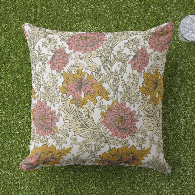 Antik William Morris Krysantemum-mönster Kudde (Gräs)