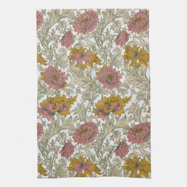 Antik William Morris Krysantemumönster Kökshandduk (Vertikal)