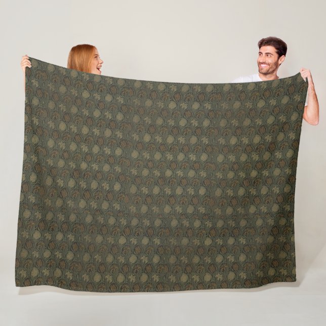 Antik William Morris Tulpan och Lilja Kakelplatta Fleecefilt (På plats)
