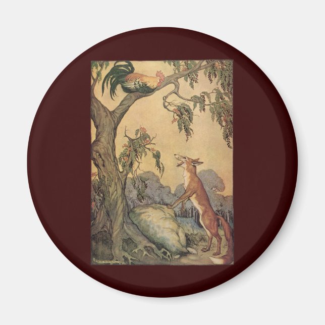 Antika Aisopos fabler, Räv, Tupp och Hunden Magnet (Framsidan)