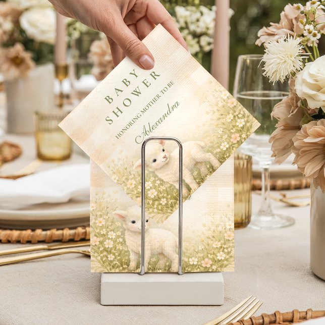 Antika Ängsblommor för Baby Shower Little Lamb Pappersservett (Skapare uppladdad)