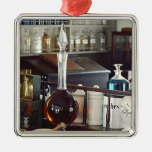 Antika apotekflaskor julgransprydnad metall