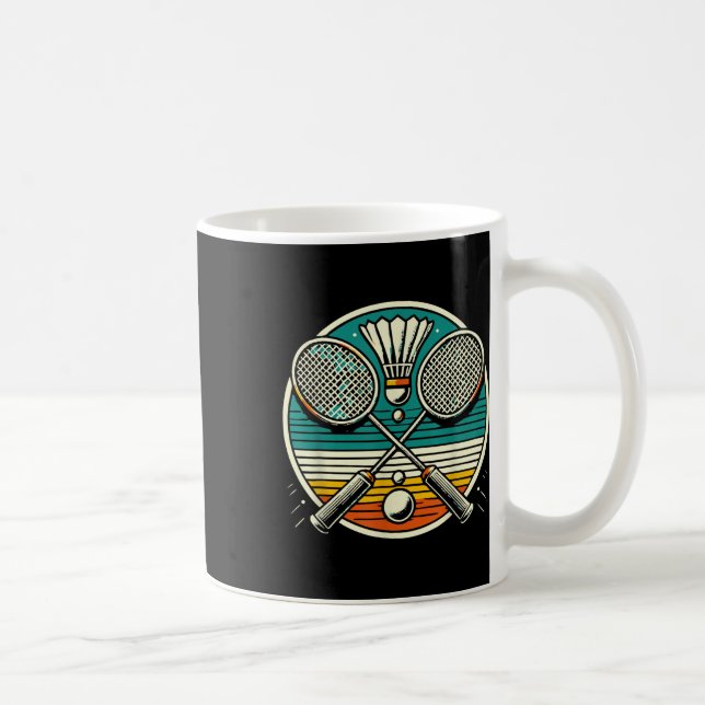 Antika badmintonracketar fjäderboll korsade racket kaffemugg (Höger)