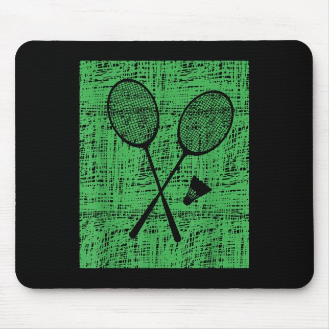 Antika badmintonracketar och fjäderboll musmatta (Framsidan)