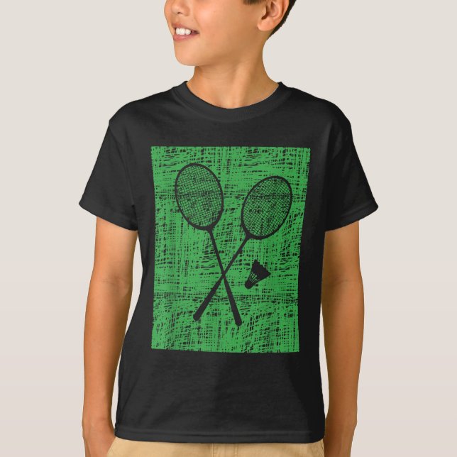 Antika badmintonracketar och fjäderboll t shirt (Framsida)