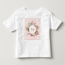 Antika blommor rosa ränder monogram t shirt