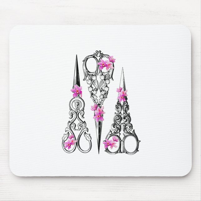 Antika blomstersaxar, elegant skrivbordsaccessoar musmatta (Framsidan)