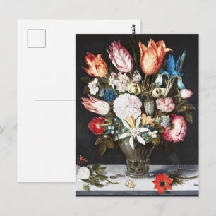 Antika Bosschaert Holländska Tulpaner och Rosor Ko Vykort