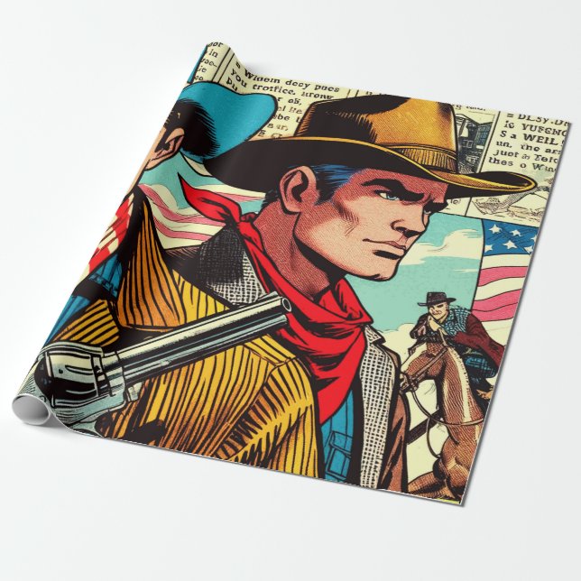 Antika Cowboyserier Presentpapper (Utrullad)