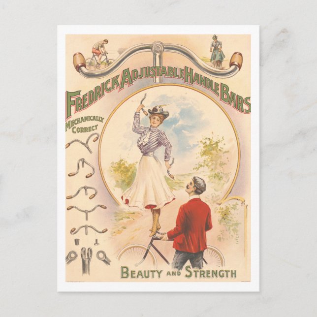 Antika cykelstyre reklamationshandtag vykort (Framsida)