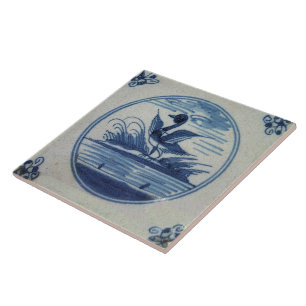 Antika Delft blått belägger med tegel - ankan i Kakelplatta