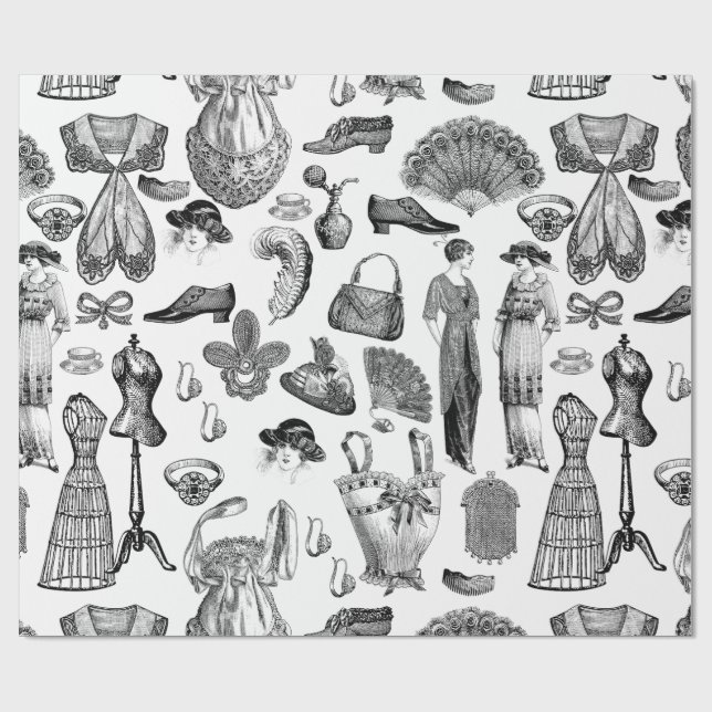 antika dewardian vintage mode dam vit presentpapper (Platt)