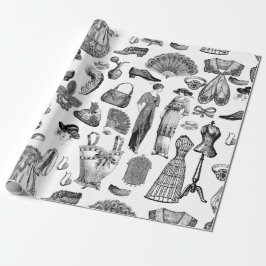 antika dewardian vintage mode dam vit presentpapper