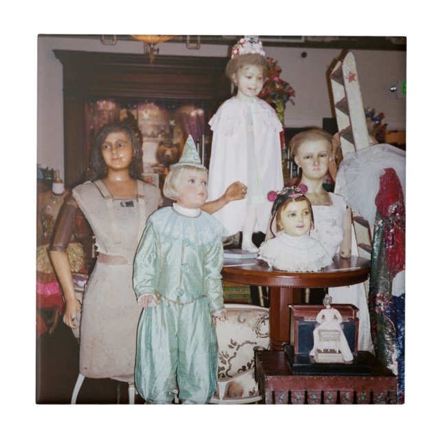 Antika dockor Vintage Kakelplatta (Framsidan)