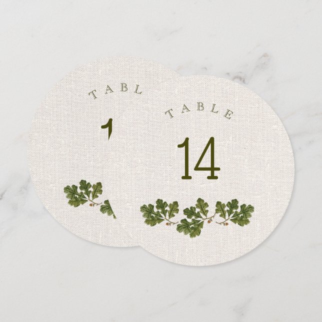 Antika Ekbladslagna Textilstruktur Bordskort (Fram/baksida)