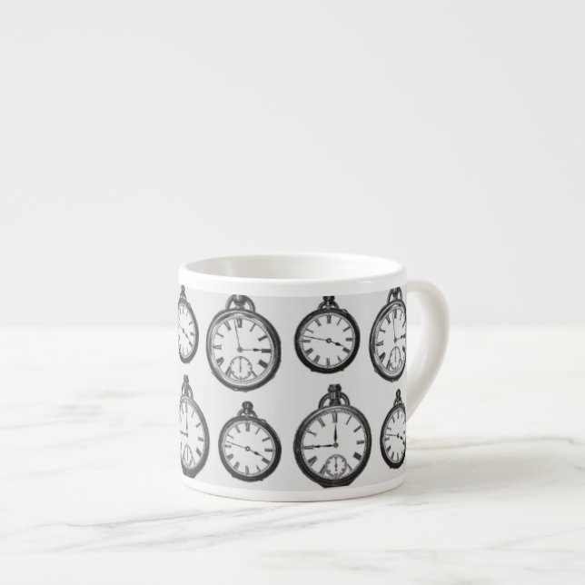 Antika fickuror mönster espressomugg (Framsida höger)