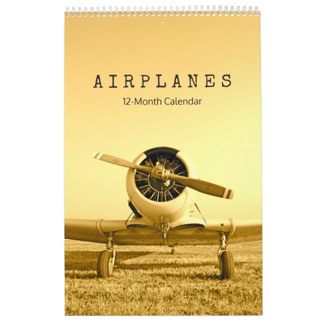 Antika flygplan dubbeldäckare 12-månaders kalender (Omslag)