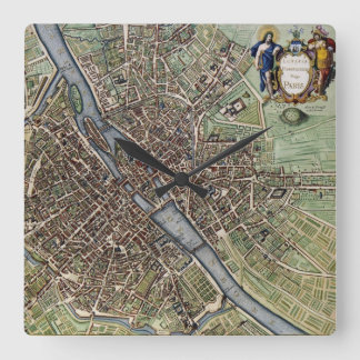 Antika frankriken 1657 för Paris kartaSeine River Fyrkantig Klocka