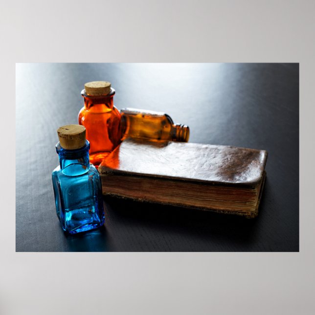 Antika glasögon för medicin och antika böcker poster (Framsidan)