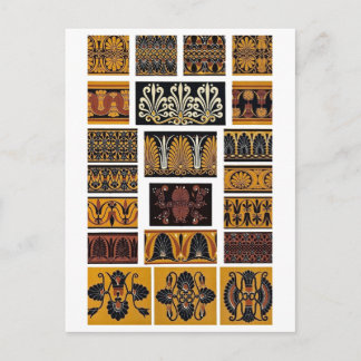 Antika grekiska ornament 1868 Illustration Vykort