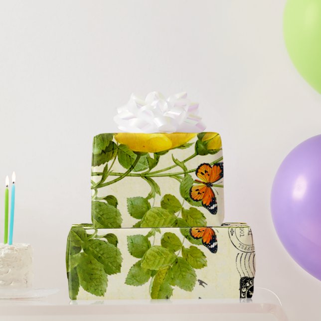 antika gula rosor presentpapper (Festgåvor)