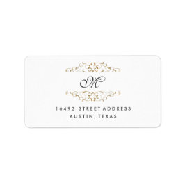 Antika Guld Flourish Monogram Adressetiketter