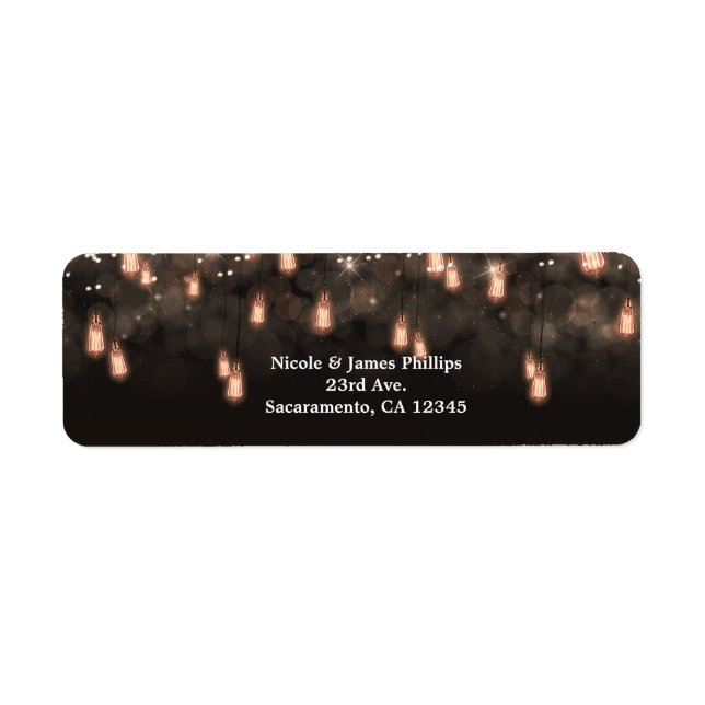 Antika Hängande Glödlampor Rustik Bröllopsdekorati Returadress Etikett (Framsidan)