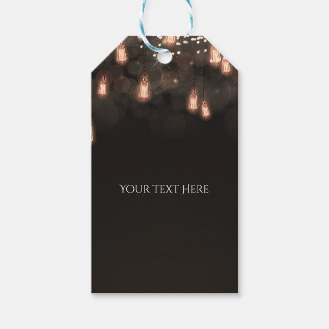 Antika Hängande Glödlampor Rustik Bröllopspresent Presentetikett (Framsidan)