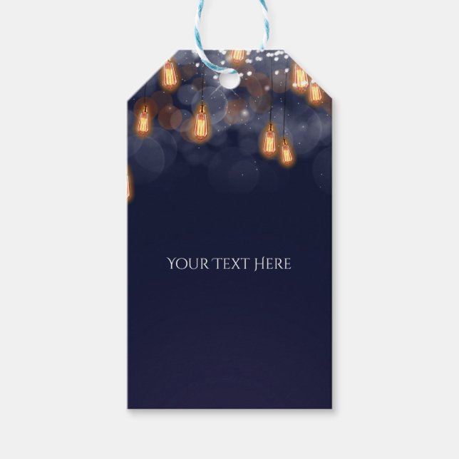 Antika Hängande Glödlampor Rustika Bröllopspresent Presentetikett (Framsidan)
