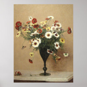Antika Henri Latour blommor krysantemum Poster