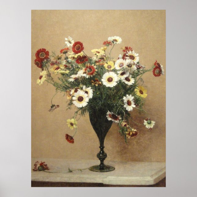 Antika Henri Latour blommor krysantemum Poster (Framsidan)