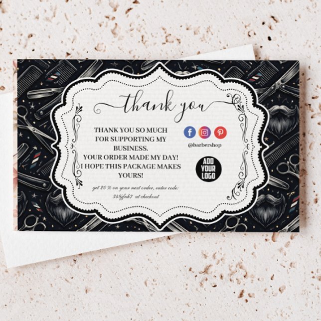 Antika herrfrisörverktyg stil tack kort (Skapare uppladdad)